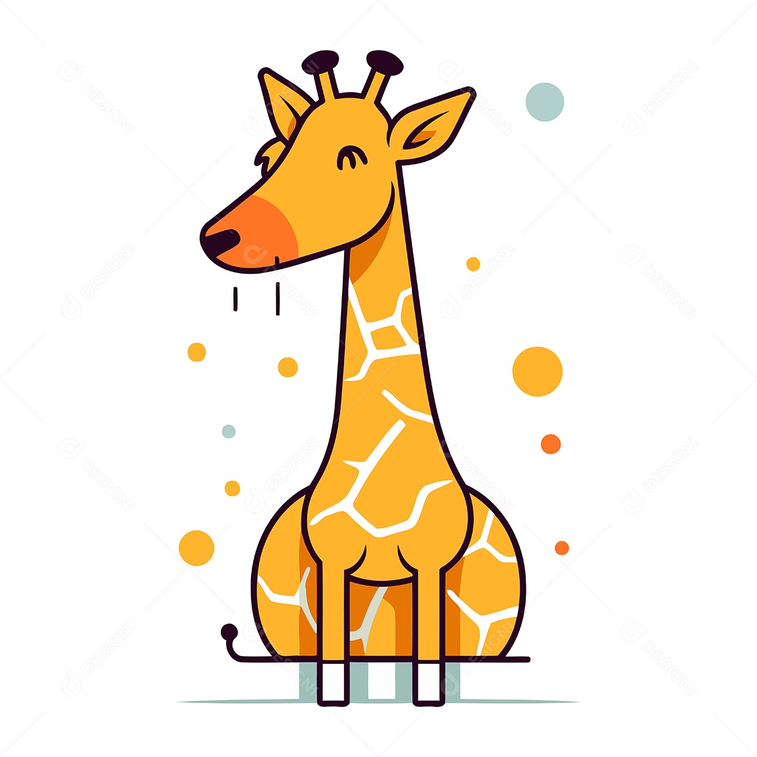 Girafa de Desenho Animado Ilustração Vetor EPS