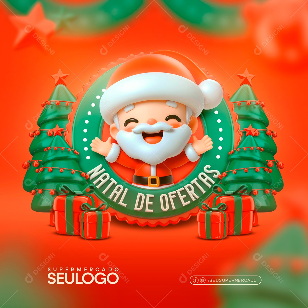 Selo 3D Natal De Ofertas Para Composição PSD