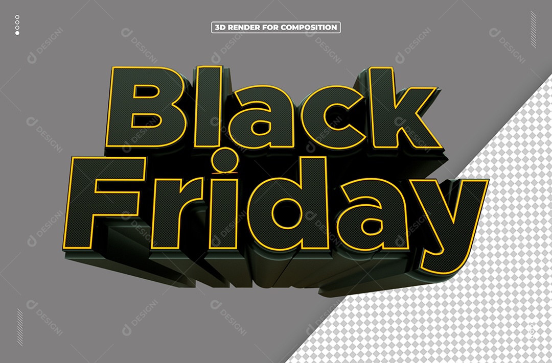 Black Friday Selo 3D Preto para Composição PSD