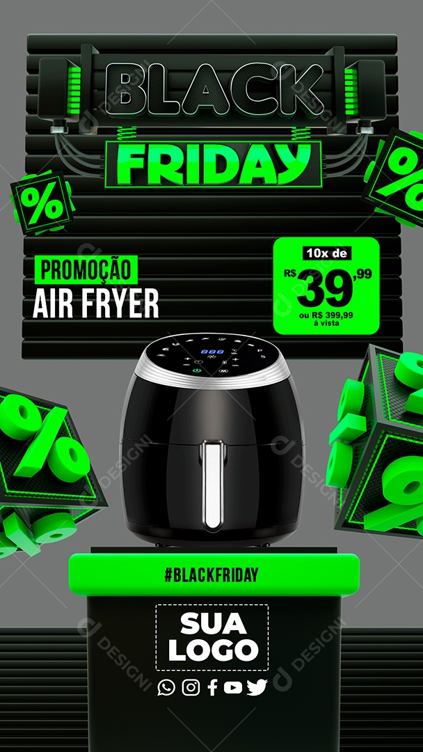 Story Black Friday Promoção Air Fryer Social Media PSD Editável