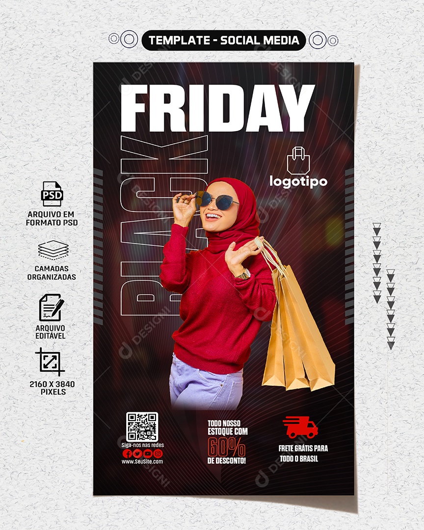 Social Media Story Black Friday Todo Nosso Estoque PSD Editável
