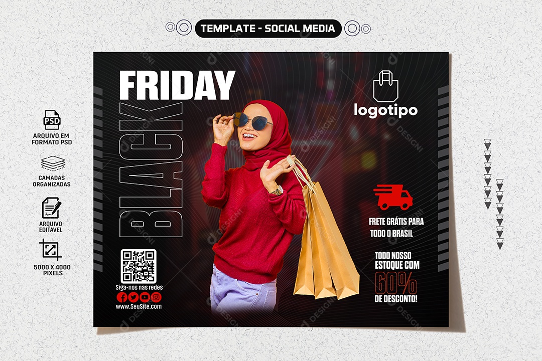 Social Media Banner Black Friday Nosso Estoque PSD Editável