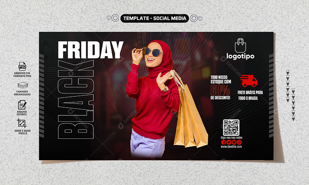 Banner Black Friday Todo Nosso Estoque Social Media PSD Editável