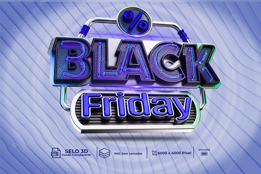 3D Black Friday Stamp For PSD Composition