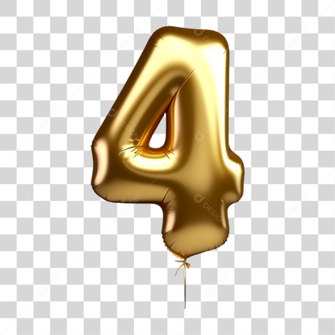 Balão de Ar Número 4 PNG Transparente