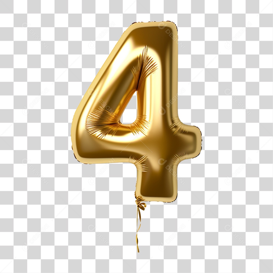 Balão de Ar Número 4 PNG Transparente