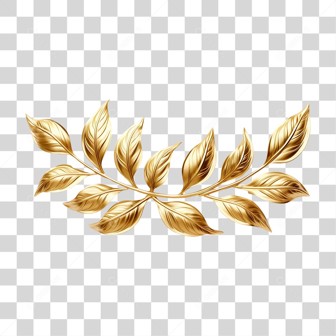 Folhas Dourada Ouro PNG Transparente