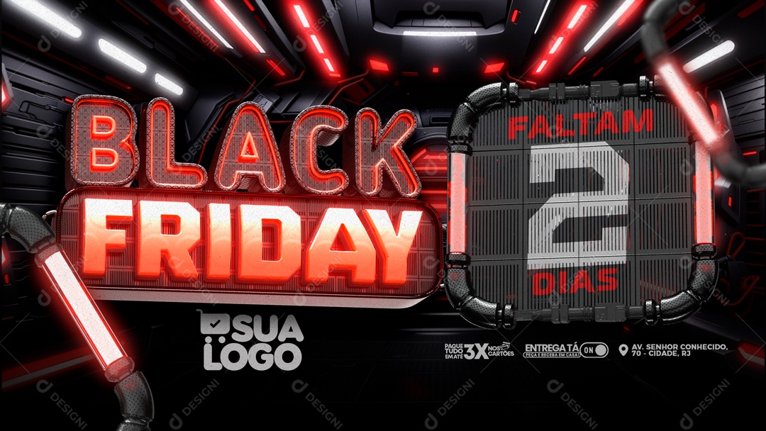 Social Media Banner Black Friday Faltam 2 Dias PSD Editável