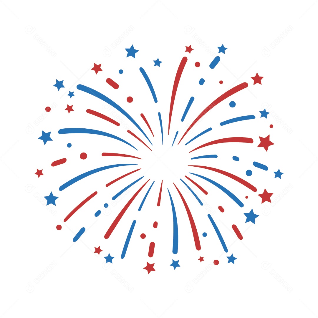 Estouro de Fogos nas Cores de 4 de Junho Ilustração Vetor EPS