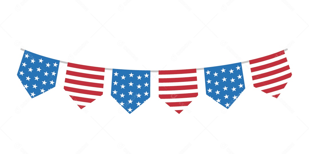 Bandeirolas nas Cores de 4 de Junho Ilustração Vetor EPS