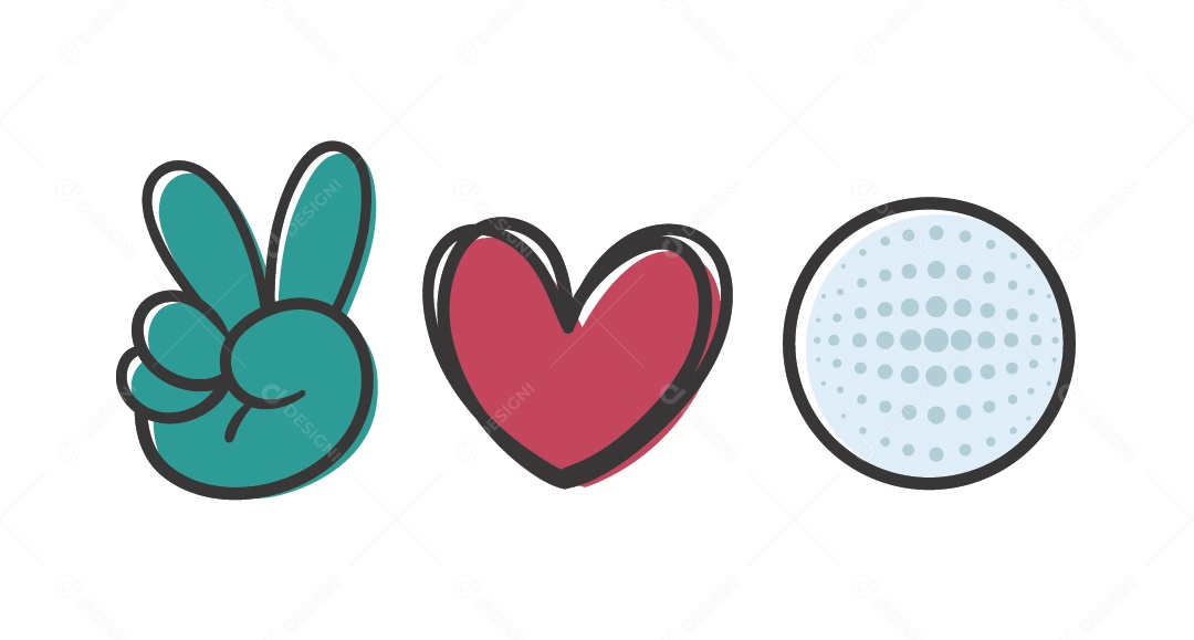 Paz e Amor no Esporte Ilustração Vetor EPS