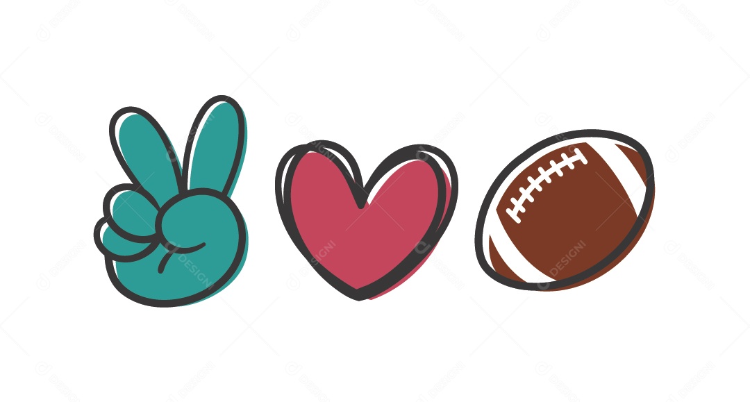 Paz e Amor no Esporte Ilustração Vetor EPS