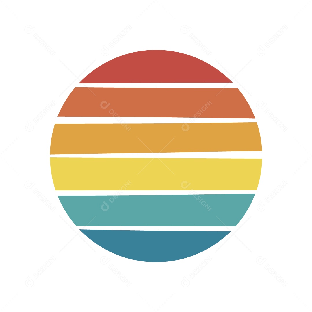 Pôr do Sol Retrô Vintage Ilustração Vetor EPS