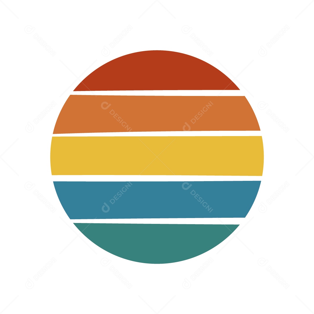 Pôr do Sol Retrô Vintage Ilustração Vetor EPS