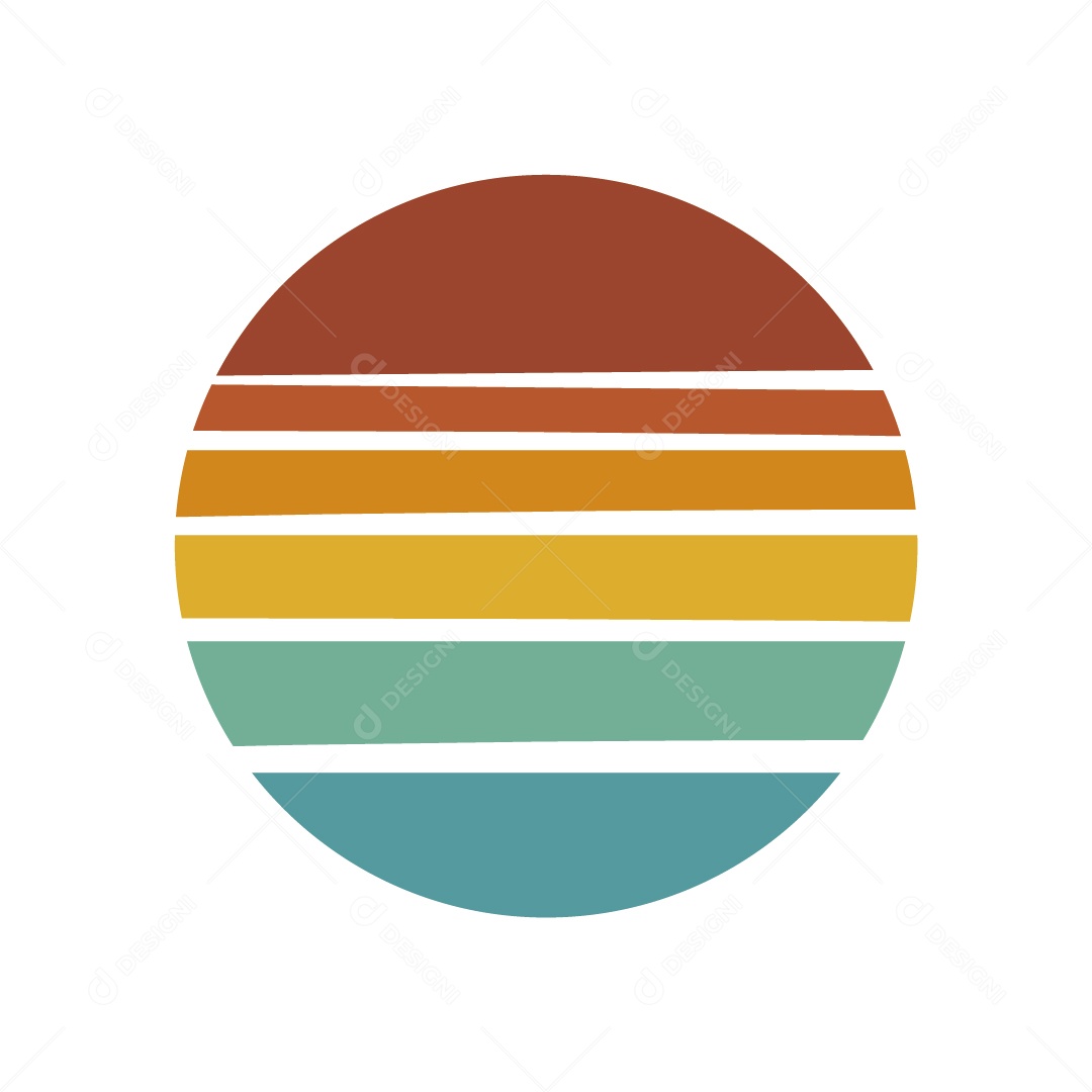 Pôr do Sol Retrô Vintage Ilustração Vetor EPS