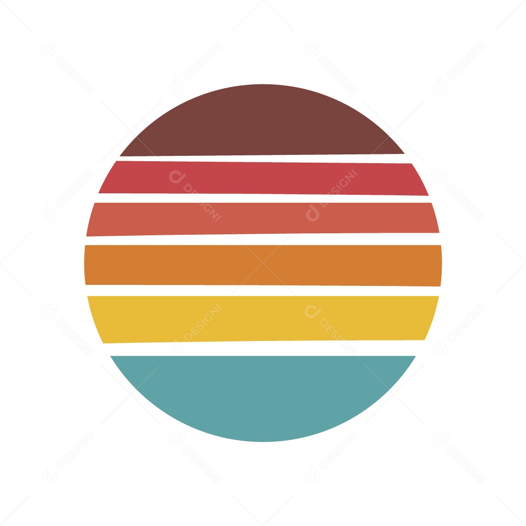 Pôr do Sol Retrô Vintage Ilustração Vetor EPS