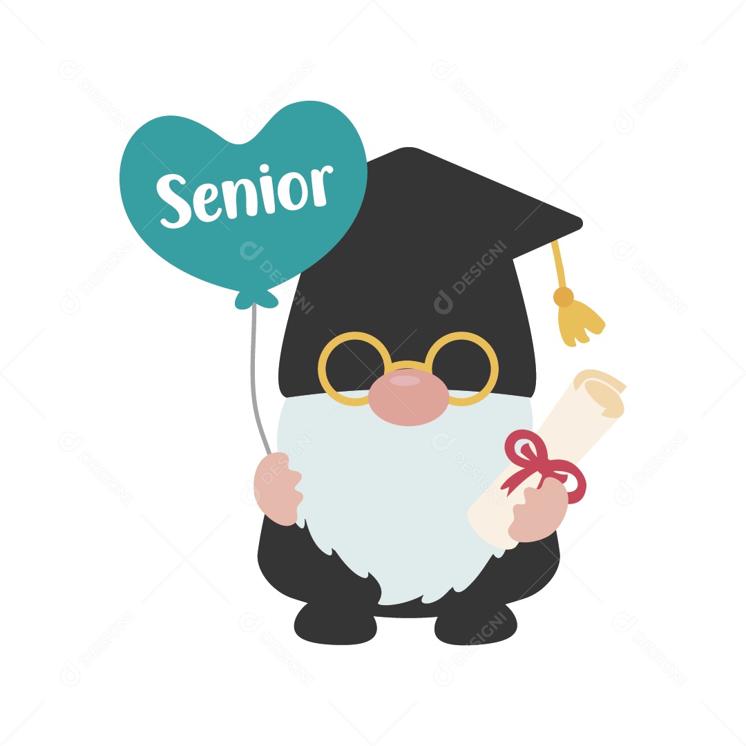 Gnomo com Roupa de Formatura Ilustração Vetor EPS