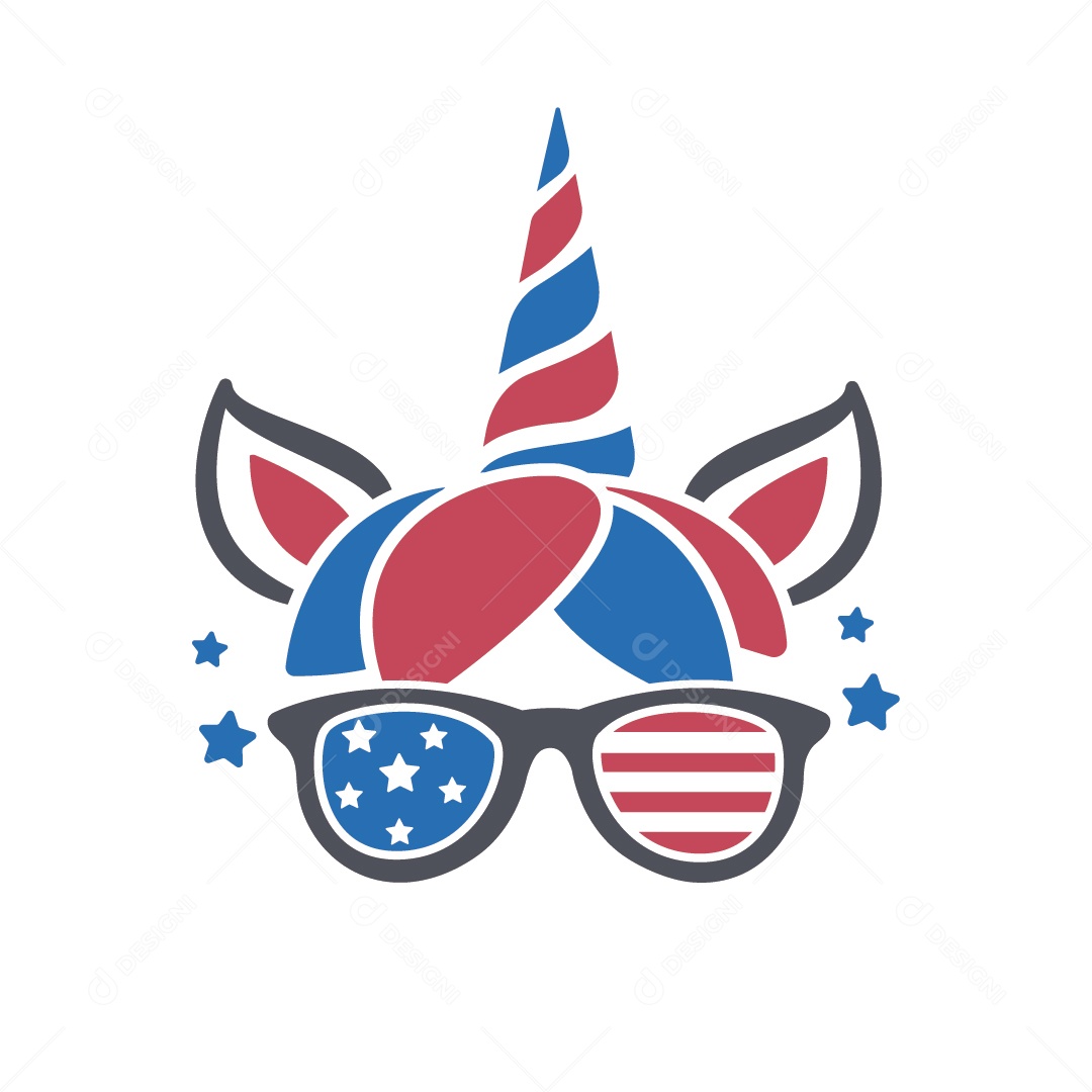 Unicórnio nas Cores de 4 de Junho Ilustração Vetor EPS