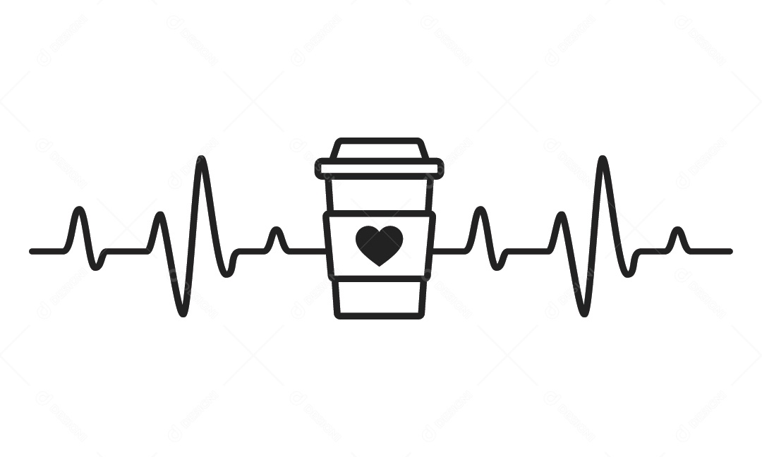Batimentos Cardíacos de Café Vetor EPS