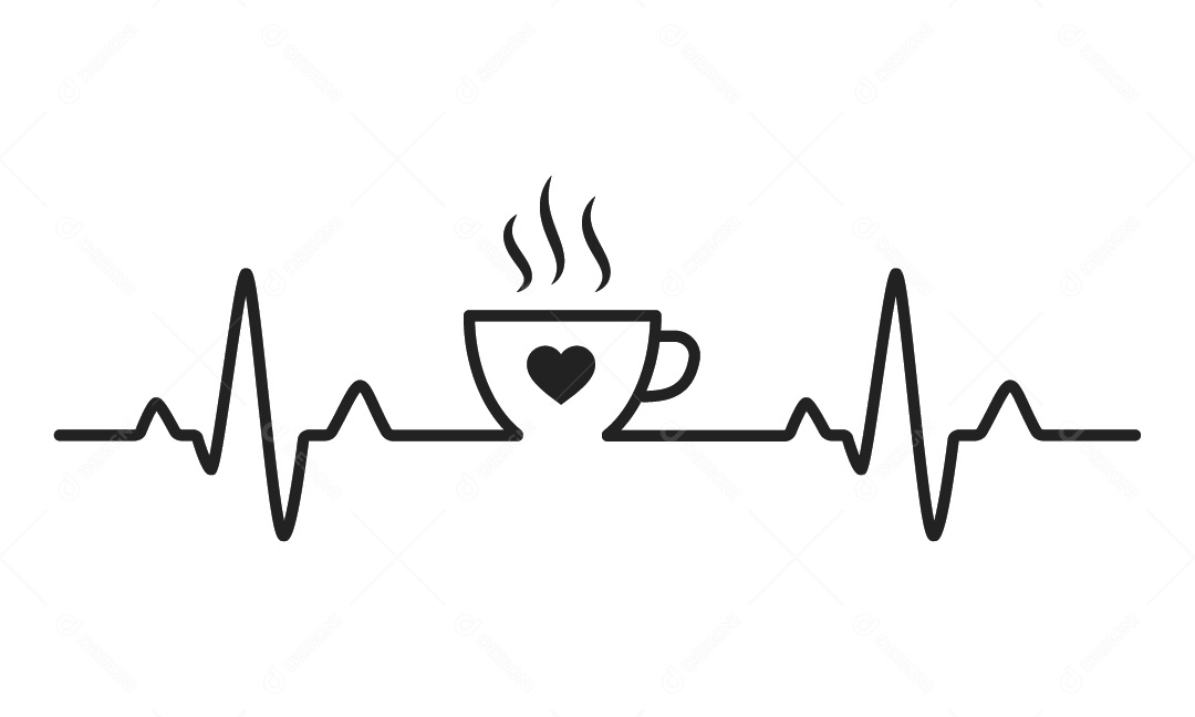 Batimentos Cardíacos de Café Vetor EPS