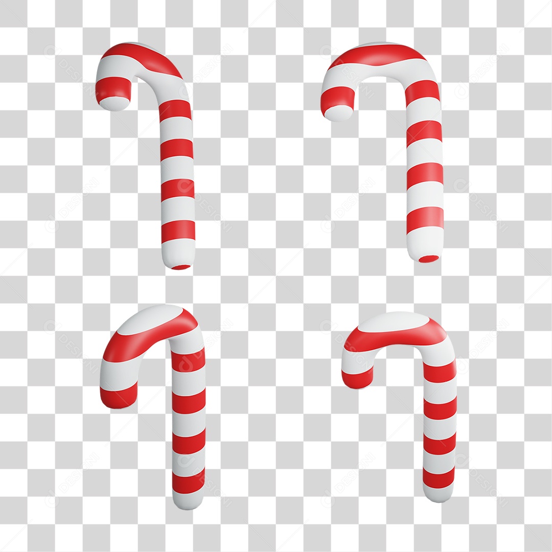 Elemento 3D Bastão de Doce Decorações PNG Transparente