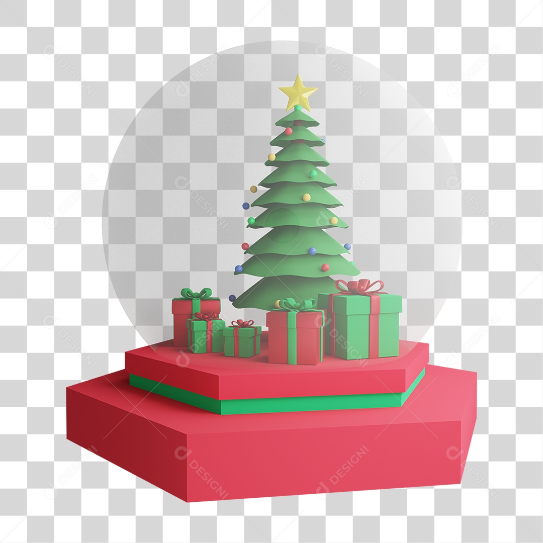 Elemento 3D Globo de Neve Natal PNG Transparente