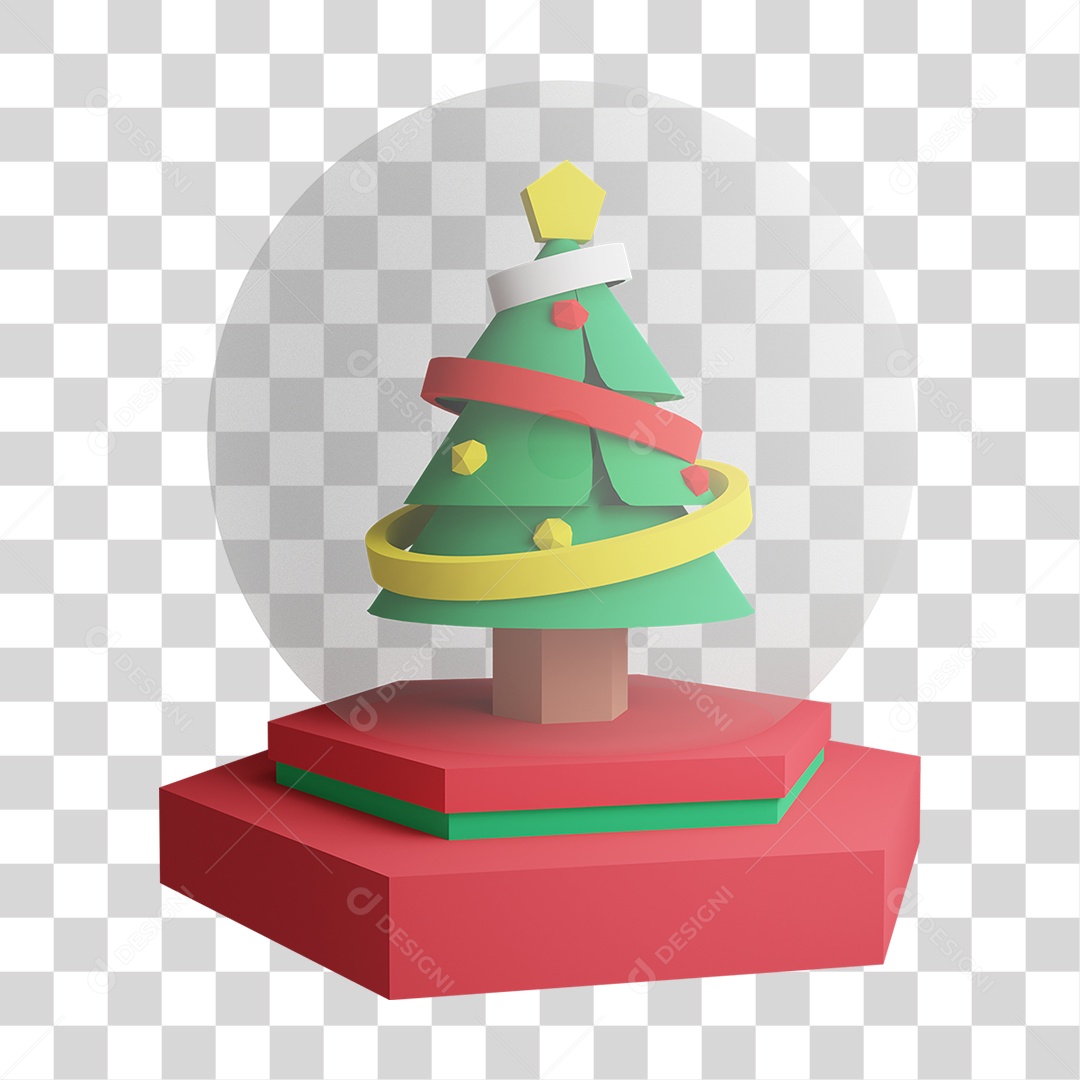 Elemento 3D Globo de Neve Natal PNG Transparente