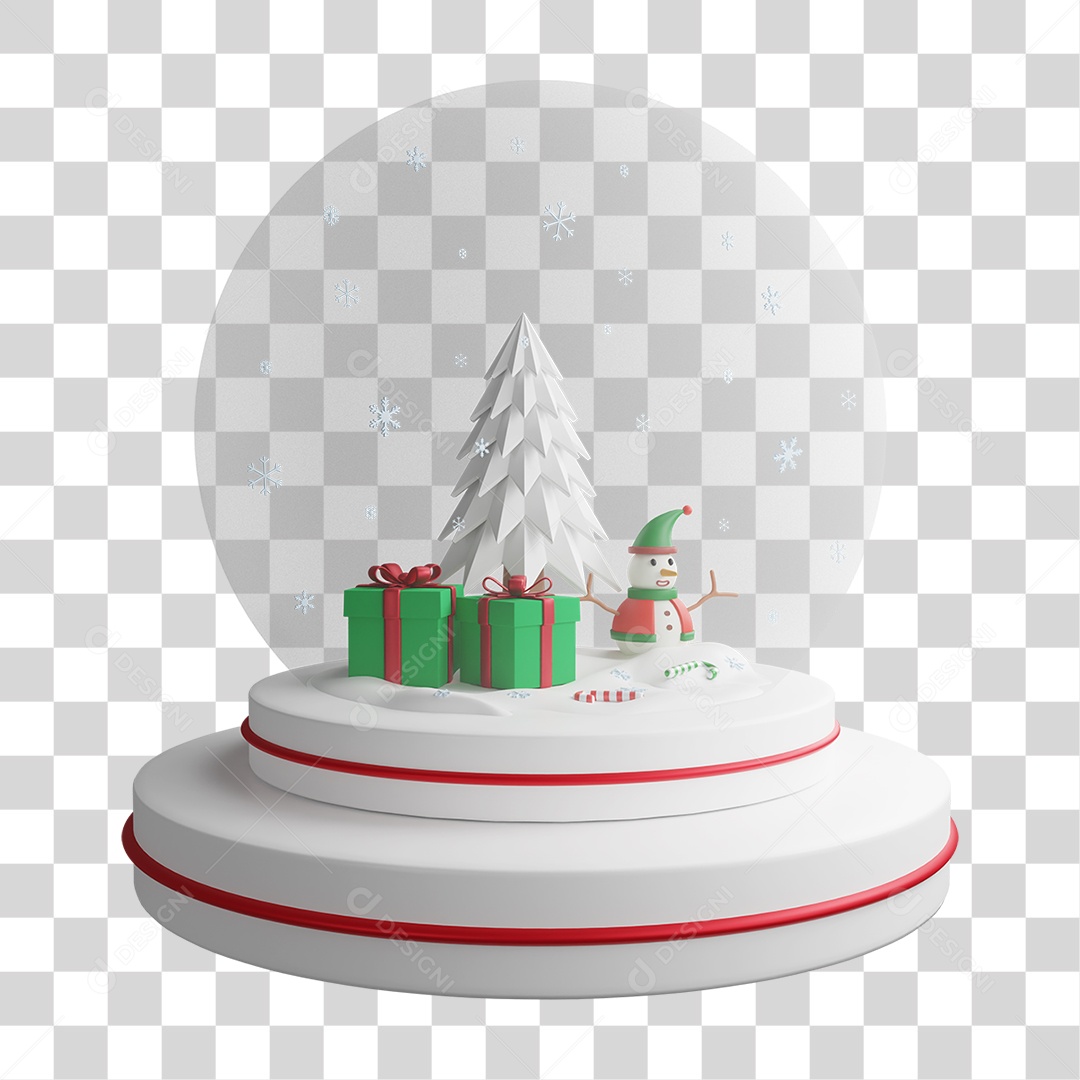 Elemento 3D Globo de Neve Natal PNG Transparente