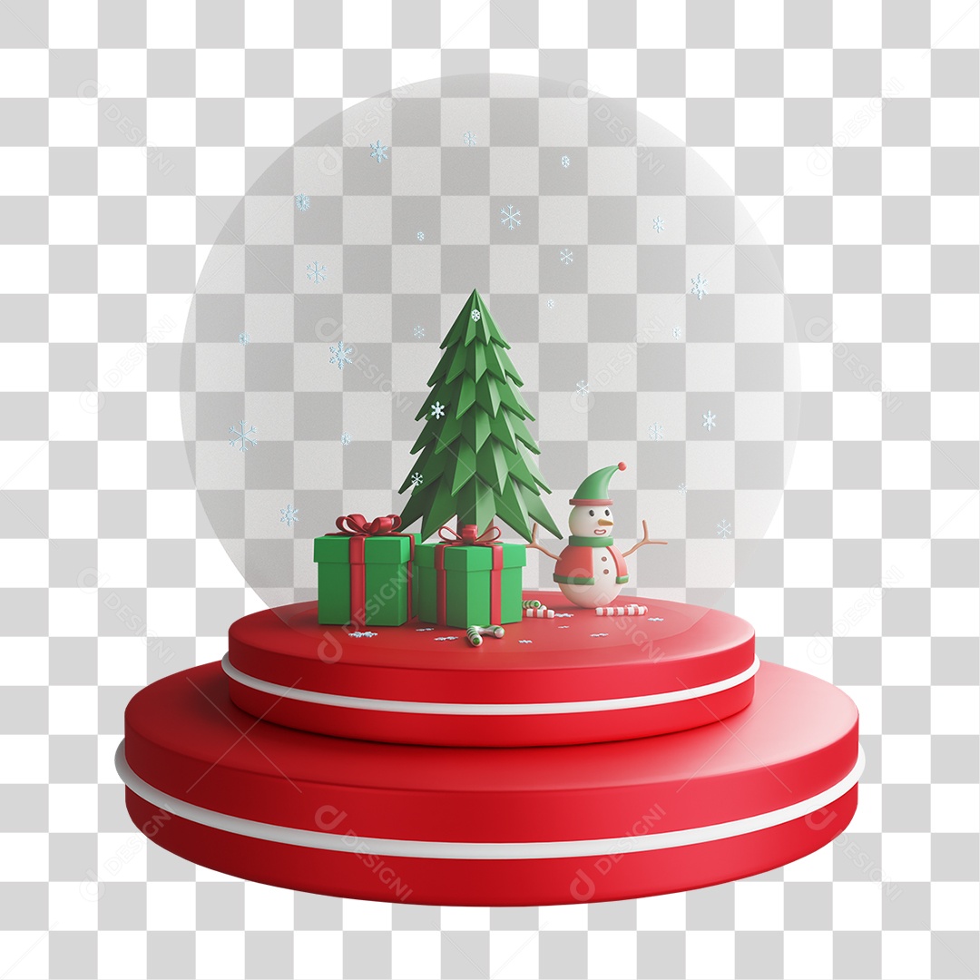 Elemento 3D Globo de Neve Natal PNG Transparente