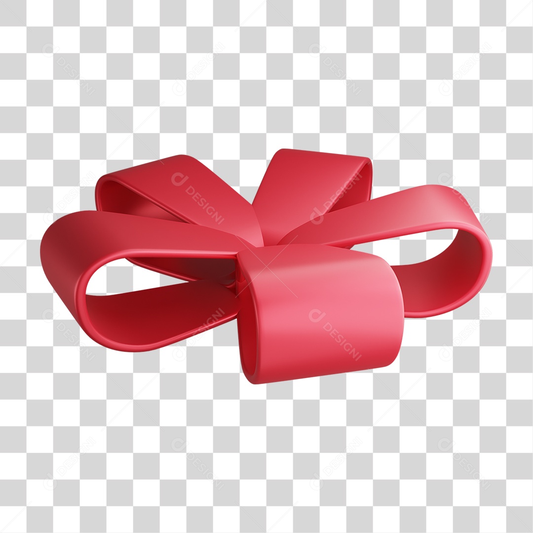 Elemento 3D Laço Vermelho PNG Transparente