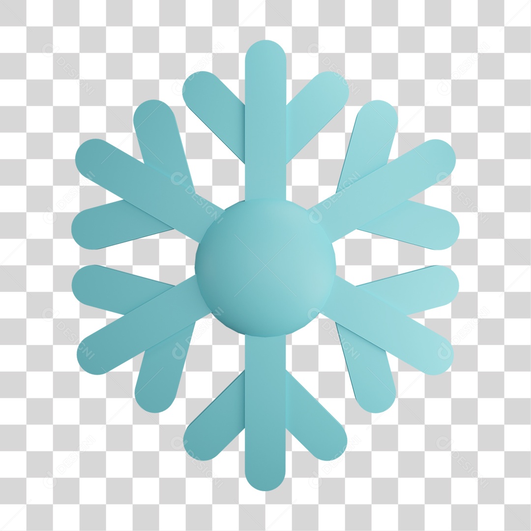 Elemento 3D Floco de Neve Enfeite Natalino PNG Transparente