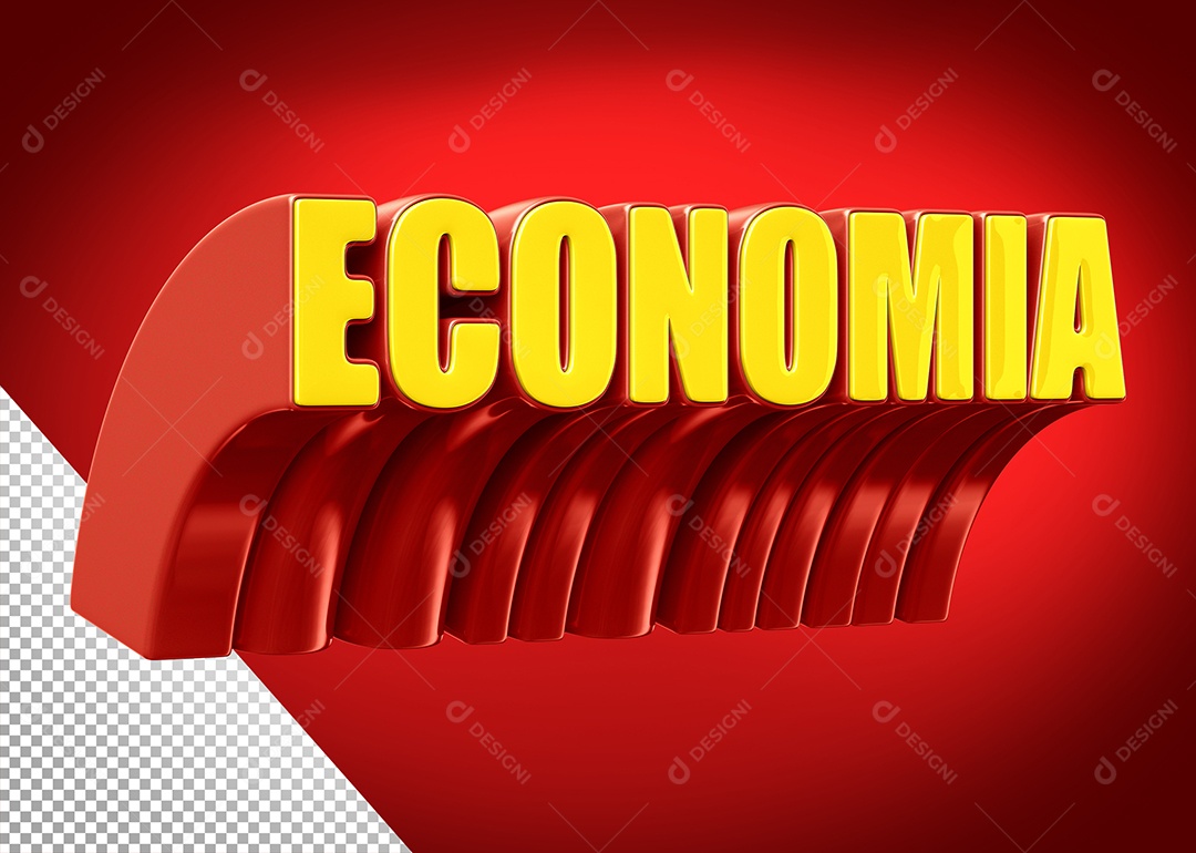 Economia Selo 3D Amarelo e Vermelho para Composição PSD