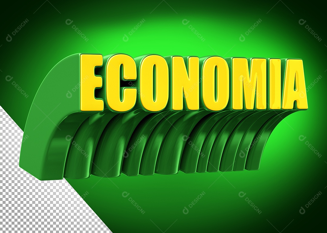 Economia Selo 3D Amarelo e Verde para Composição PSD