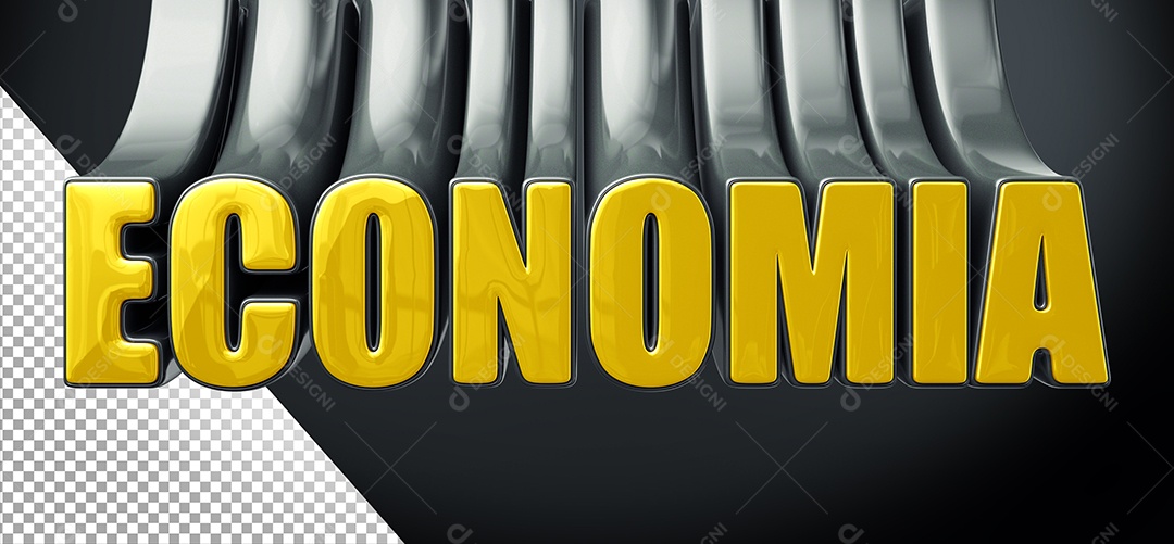 Economia Selo 3D Amarelo e Preto para Composição PSD