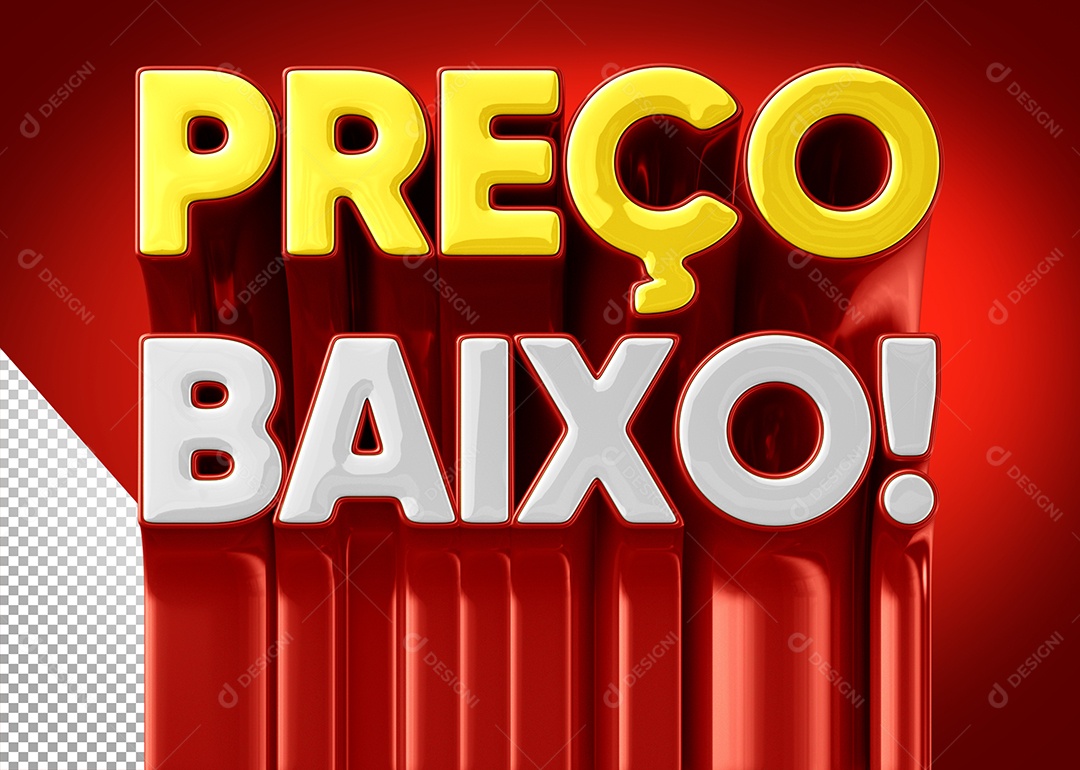 Preço Baixo Selo 3D Amarelo Branco e Vermelho para Composição PSD
