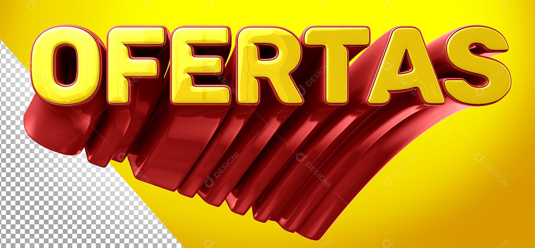 Selo 3D Ofertas Amarelo e Vermelho para Composição PSD
