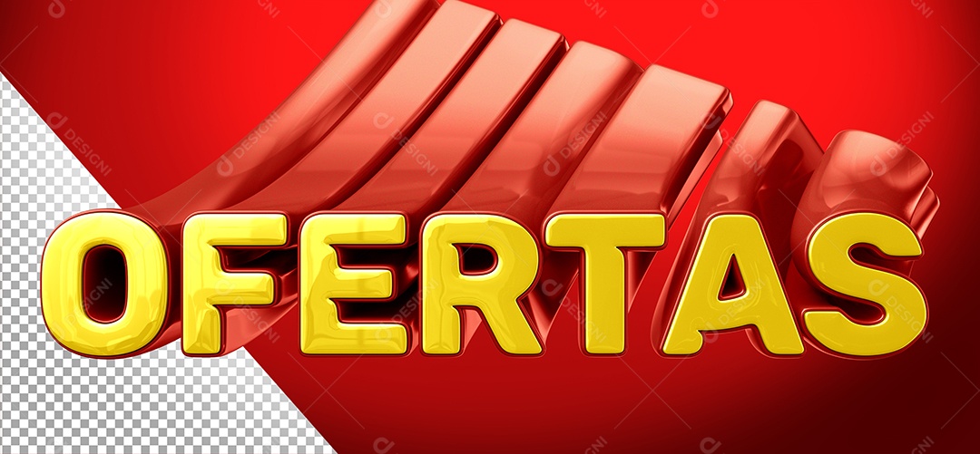 Ofertas Selo 3D Amarelo e Vermelho para Composição PSD