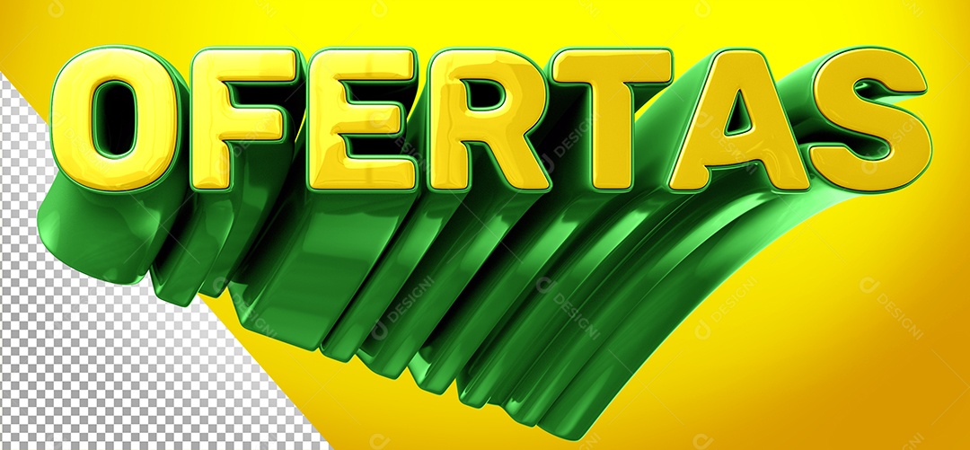 Ofertas Selo 3D Amarelo e Verde para Composição PSD