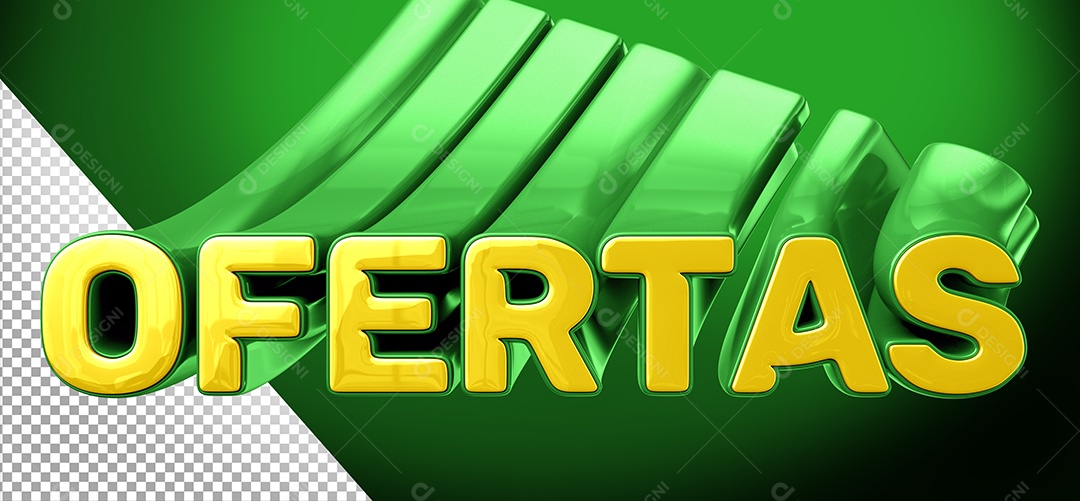 Selo 3D Ofertas Amarelo e Verde para Composição PSD