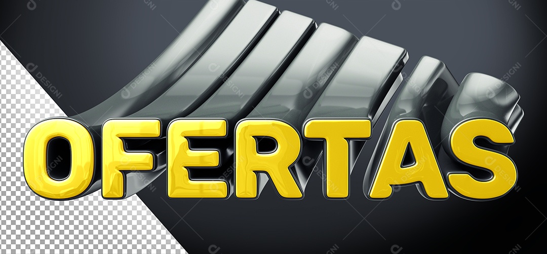 Selo 3D Ofertas Amarelo e Azul para Composição PSD