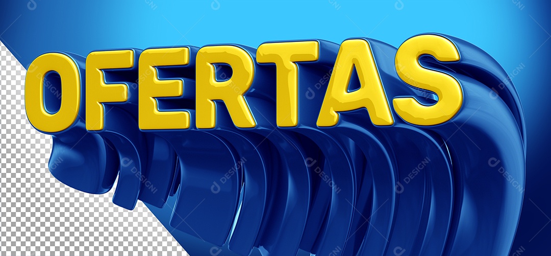 Ofertas Selo 3D Amarelo e Azul para Composição PSD
