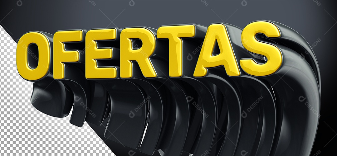 Ofertas Selo 3D Amarelo e Preto para Composição PSD