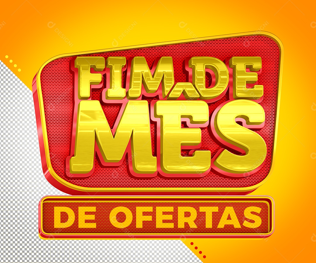 Fim De Mês Premiado De Ofertas Selo 3D Dourado e Vermelho para Composição PSD