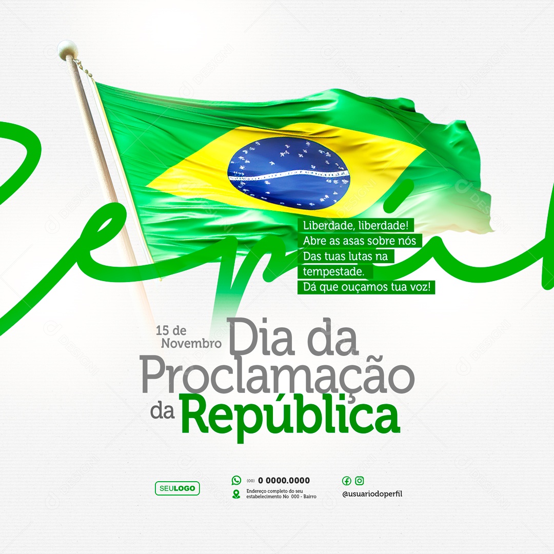 Social Media 15 De Novembro Dia Da Proclamação Da República PSD Editável