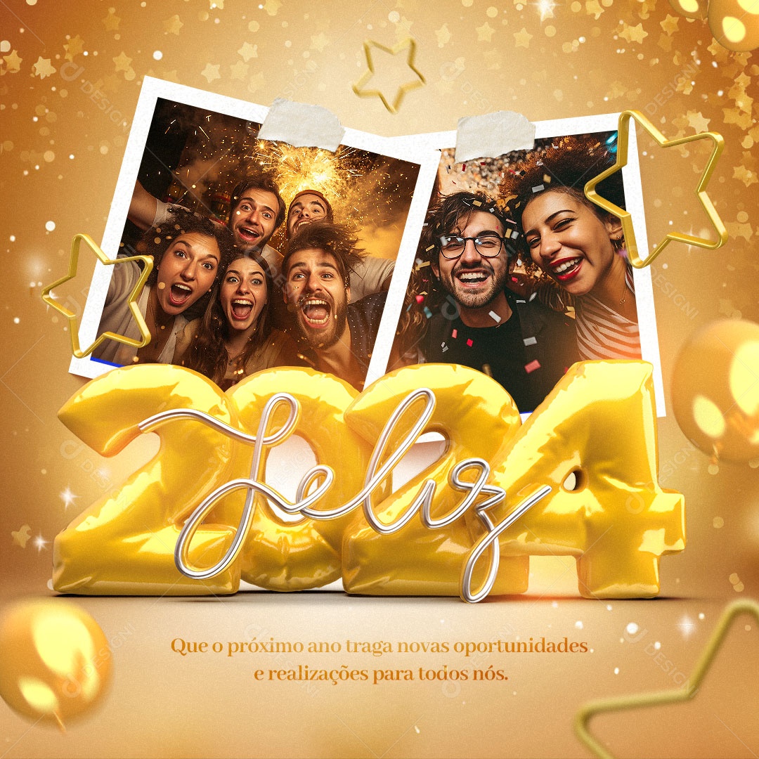 Happy New Year 2024 Bring New Opportunities and Achievements to us All Social Media PSD Editable