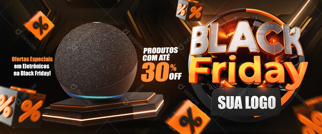 Banner Black Friday Ofertas Especiais Eletrônicos Social Media PSD Editável