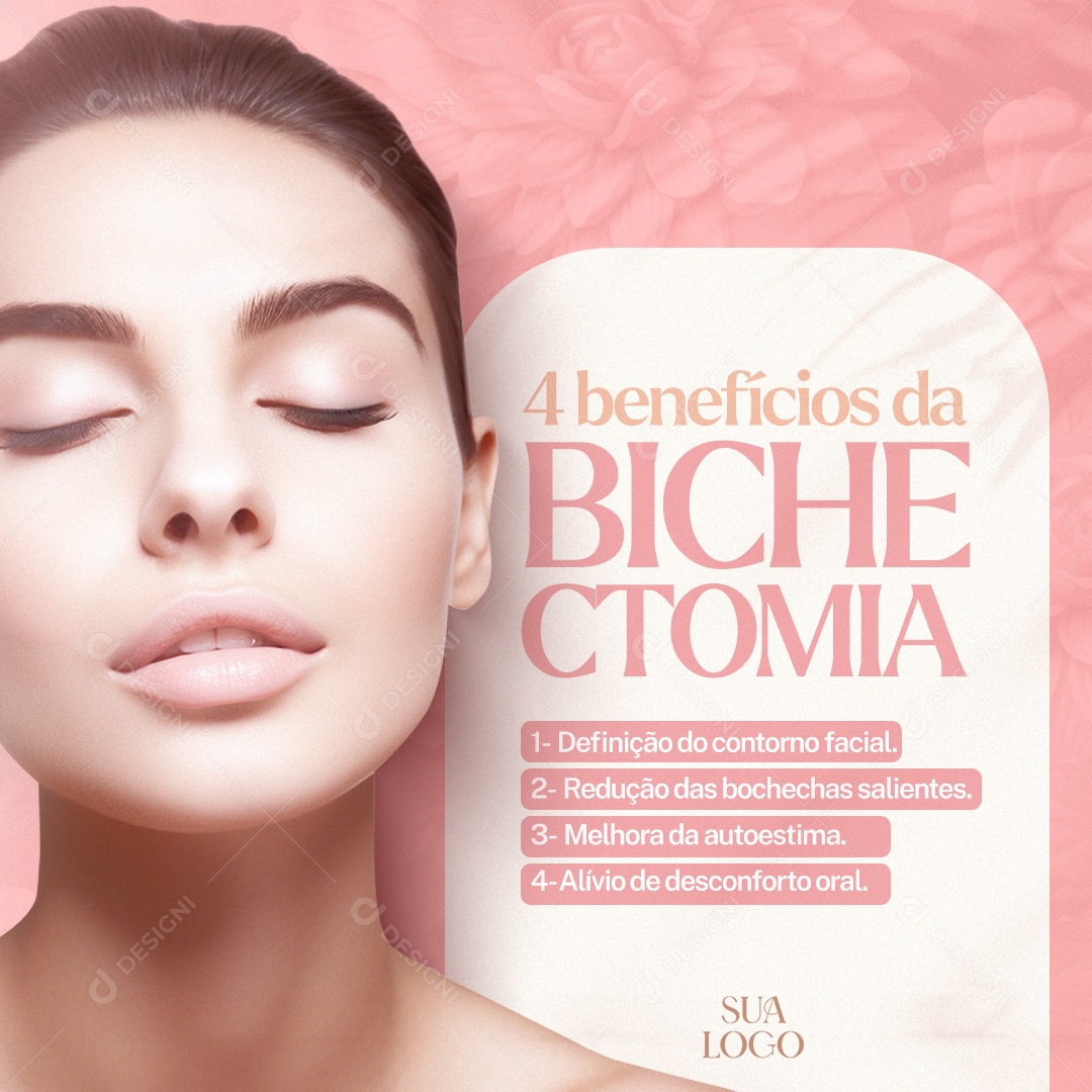 Estética 4 Benefícios da Bichectomia Social Media PSD Editável