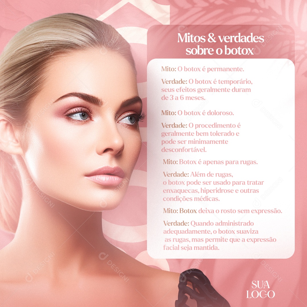 Estética Mitos e Verdades Sobre o Botox Social Media PSD Editável