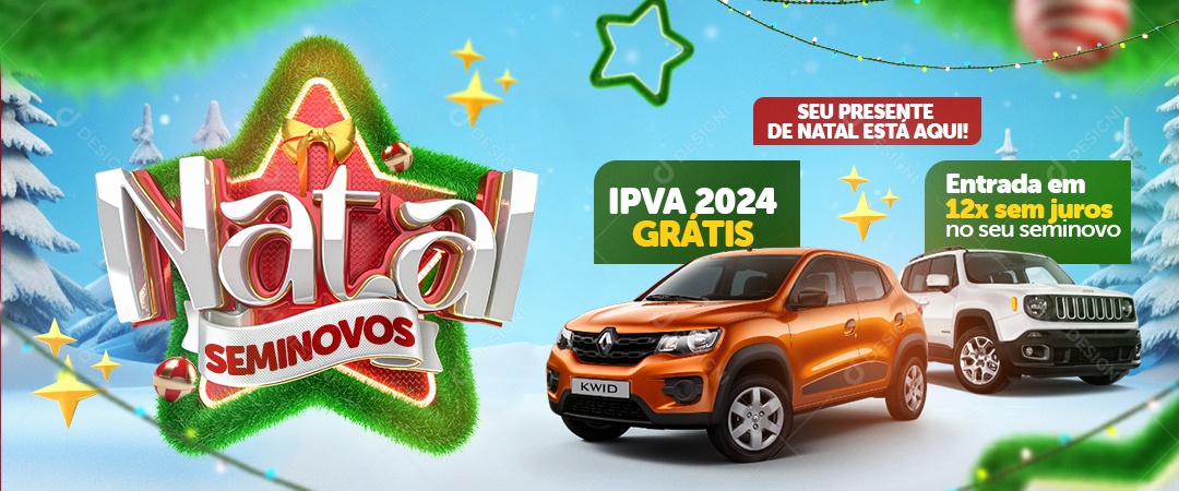 Natal Seminovo seu Presente Está Aqui Social Media PSD Editável