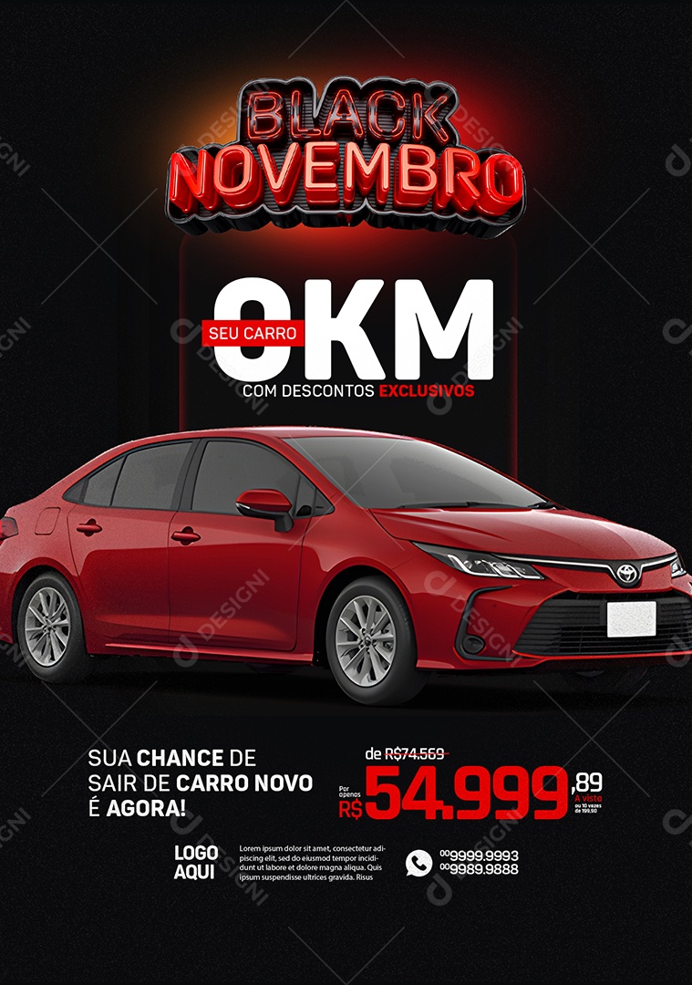 Black Novembro Seu Carro 0 KM Com Descontos Exclusivos Social Media PSD Editável